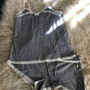 Juicy Couture Gray and White Striped Pajama Set